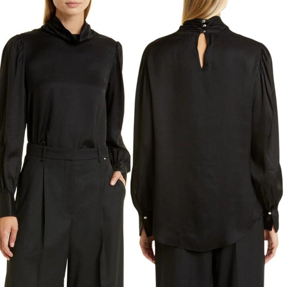 Boss Ivinta Black Keyhole Turtleneck Size 0 NWOT $348 MSRP